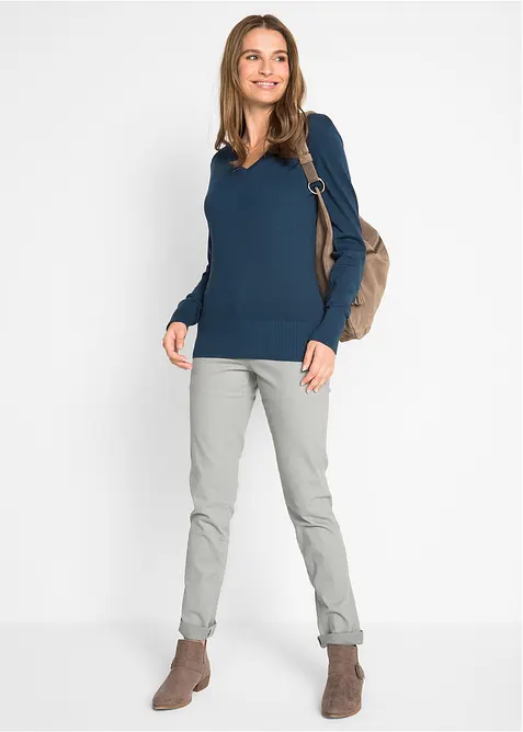 Finstickad tr&ouml;ja med V-ringning, bonprix