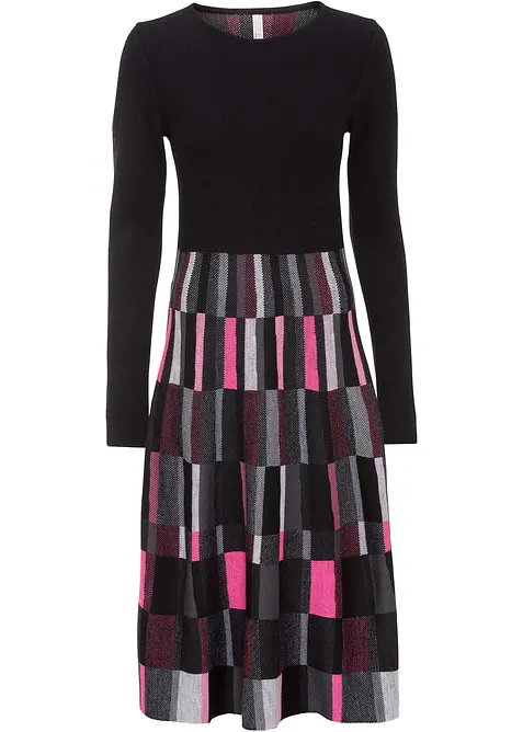 Utsv&auml;ngd stickad jacquardkl&auml;nning, bonprix