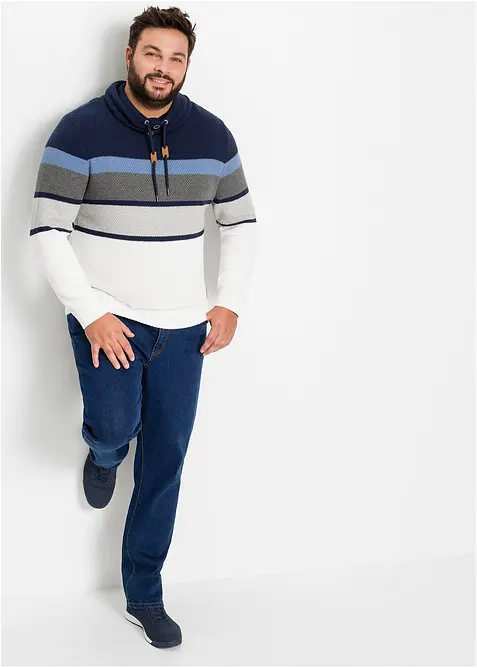 Grovstickad tröja med tubkrage i ren bomull, bonprix