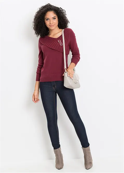 Finstickad tröja i bomullsblandning, bonprix