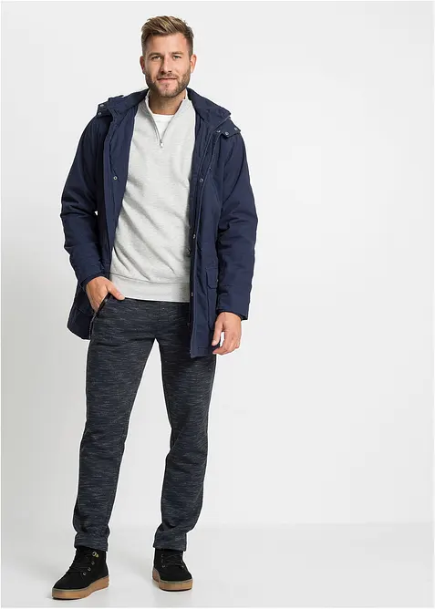 Sweatshirt med krage och kort dragkedja, bonprix