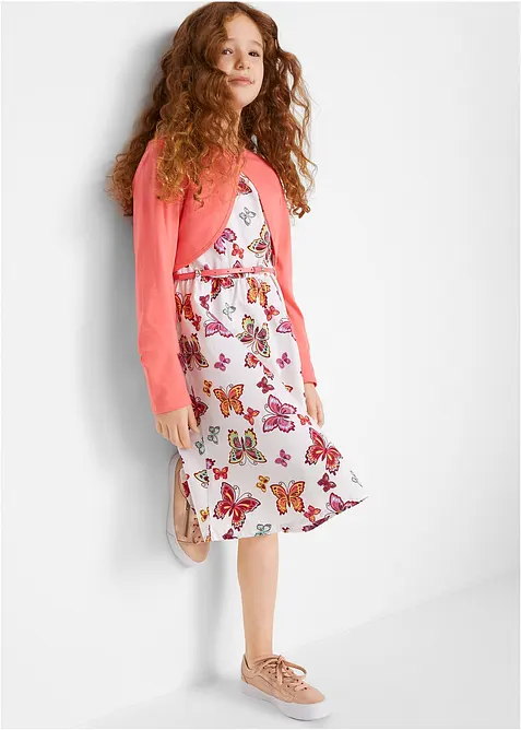 Klänning + skärp + bolero för barn (3 delar), bonprix