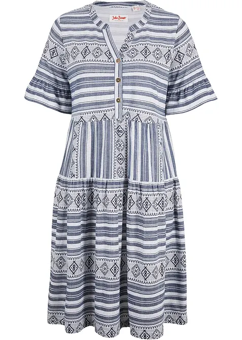 Mönstrad jerseyklänning i följsam viskosmix, bonprix