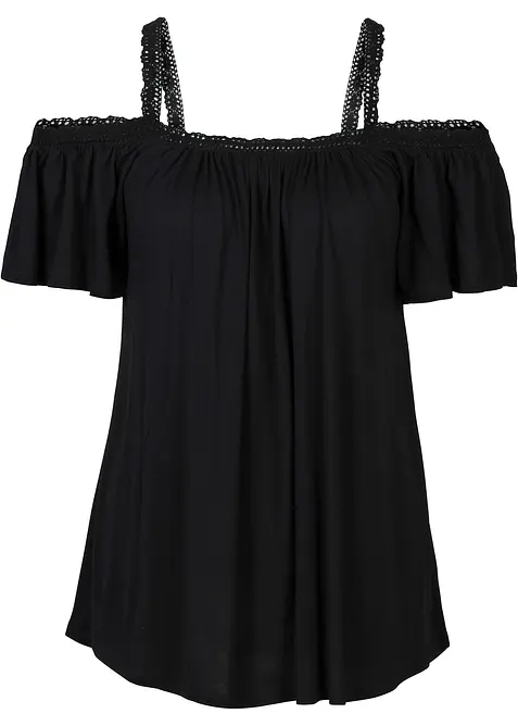Cold shoulder-topp i mjuk viskos, bonprix
