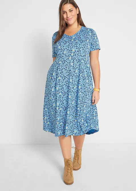 Mellanlång jerseyklänning i bomull, bonprix