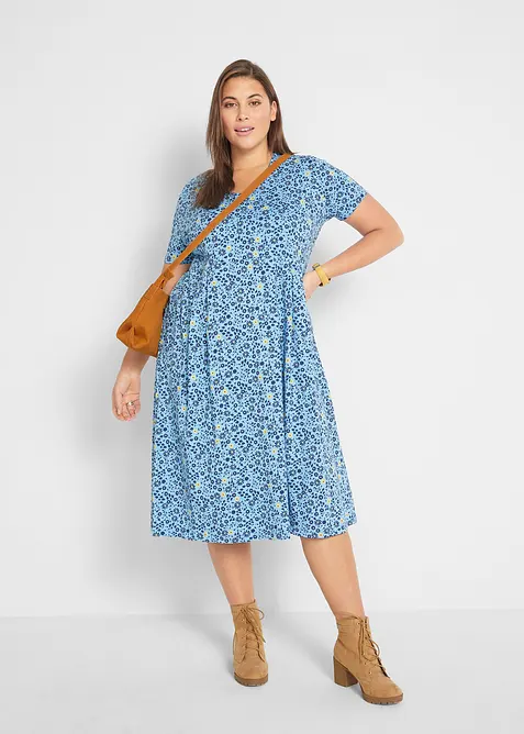 Mellanlång jerseyklänning i bomull, bonprix