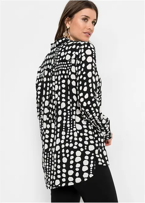 Mönstrad lång blus av mjuk viskos, bonprix