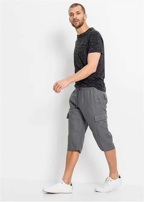Cargobermudas med linne, Regular Fit, bonprix