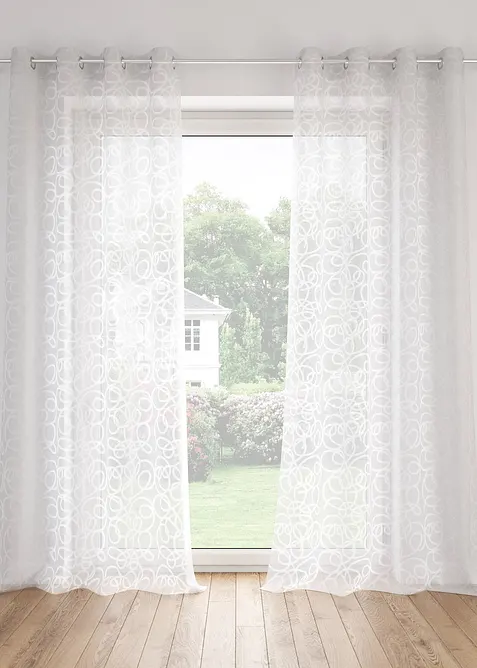 M&ouml;nstrad gardin i &aring;tervunnen polyester (1-pack), bonprix