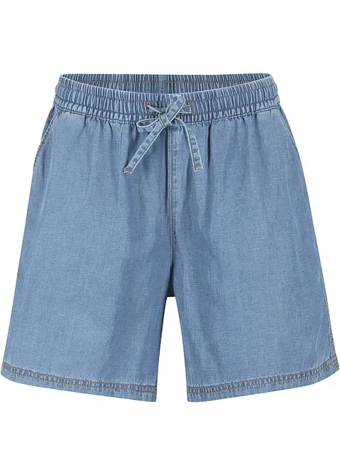 Tunna denimshorts med linne och bekväm midja, extra vida, bonprix