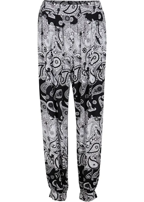 Mönstrad haremsbyxa i jersey av följsam viskos, bonprix