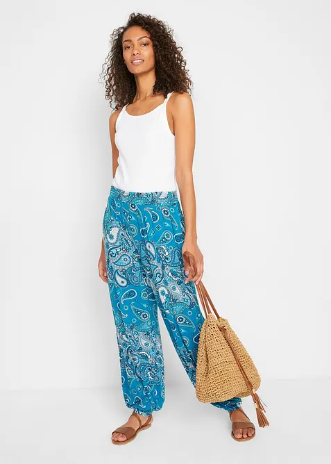 Mönstrad haremsbyxa i jersey av följsam viskos, bonprix