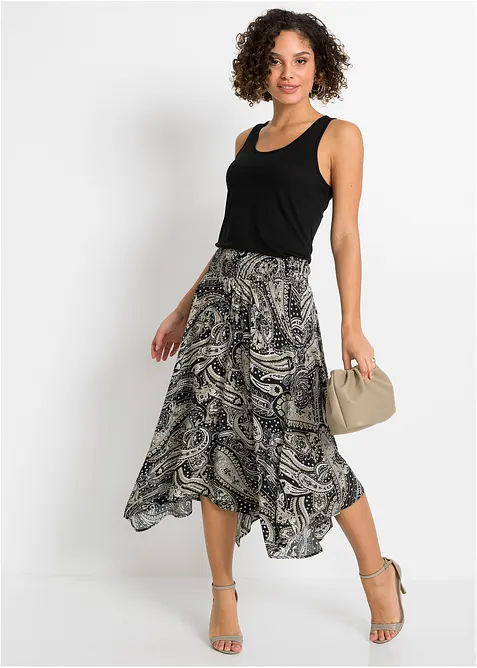 Mellanlång kjol av viskos, bonprix