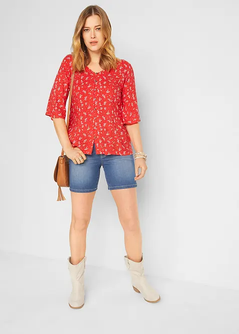 Jeansshorts Slim Fit, Mid Waist (2-pack), bonprix