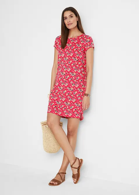 Jerseykl&auml;nning i bomull med sprund i sidorna (2-pack), bonprix