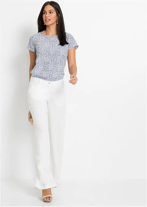 Palazzobyxa i luftig linnemix, bonprix