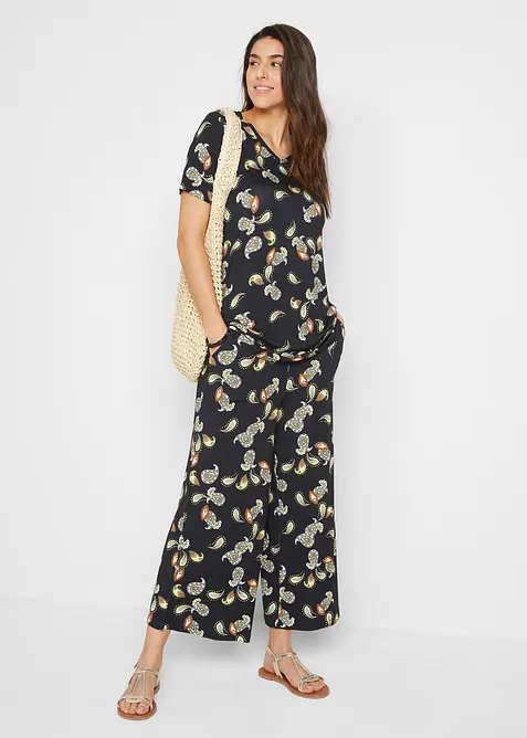 Topp och culottebyxa i mjuk viskosmix (2 delar), bonprix