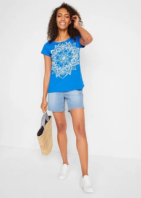 Topp i flamgarn, kort&auml;rmad, bonprix