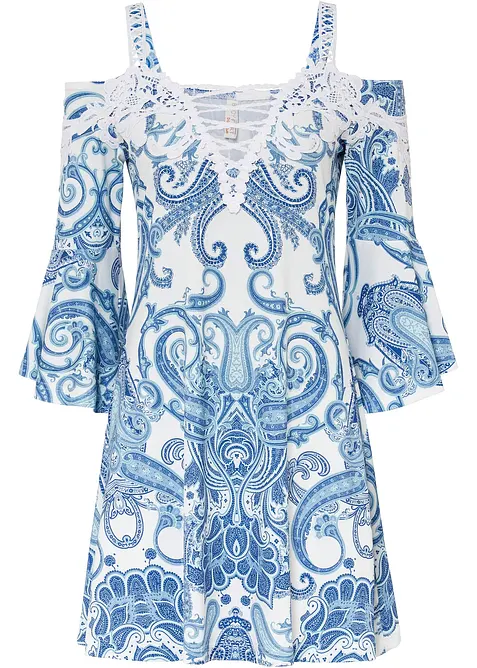 Utsvängd klänning med bara axlar, bonprix