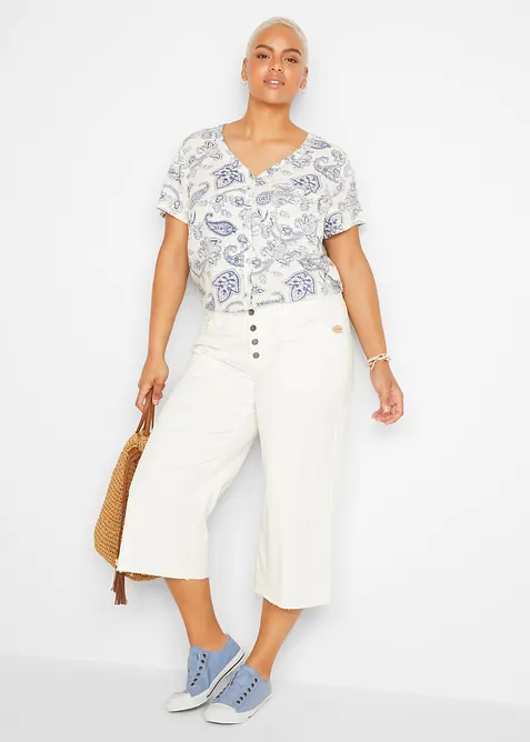 Kort&auml;rmad blus, bonprix