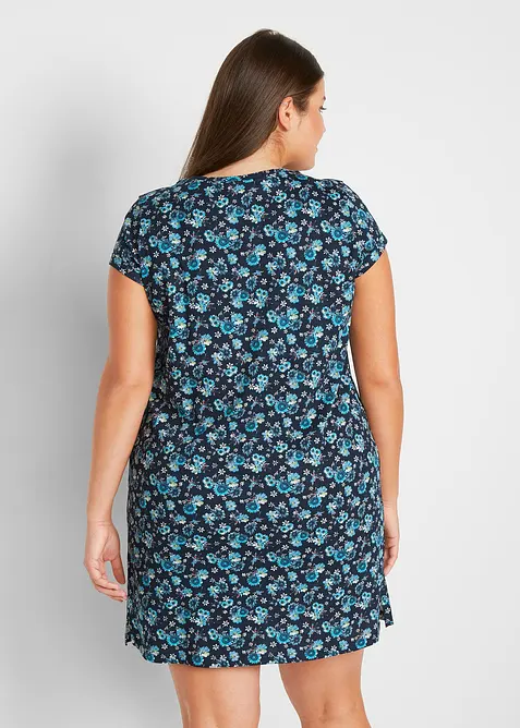 Jerseyklänning i bomull med sprund i sidorna (2-pack), bonprix