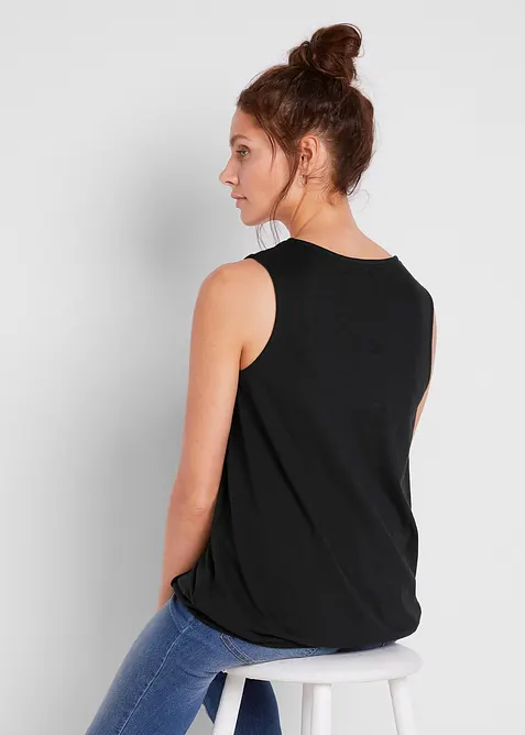 Bomullstopp med omlottlook och res&aring;r i nederkanten, bonprix
