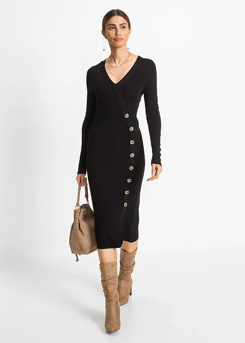 Stickad klänning av viskosmix, bonprix