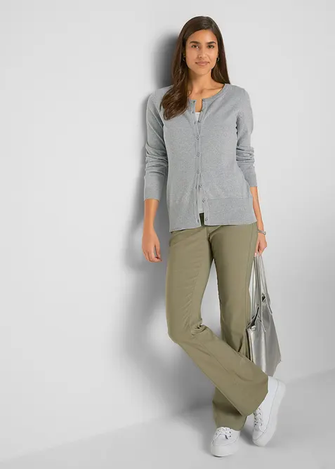 Finstickad cardigan  i basmodell med &aring;tervunnen bomull, bonprix