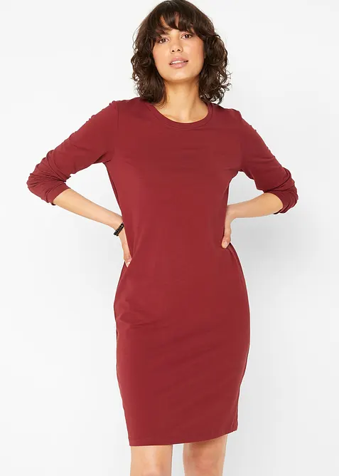 Jerseyklänning av bomull med stretch (2-pack), bonprix