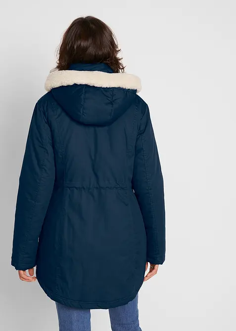 Vadderad parkas med fuskp&auml;lsbes&auml;ttning, bonprix
