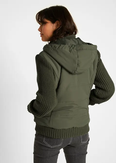 Jacka med stickade &auml;rmar och huva, bonprix