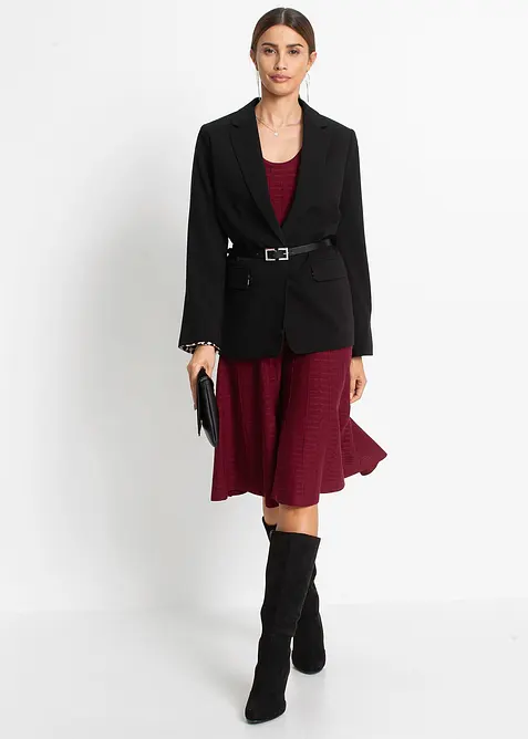 Stickad klänning i följsam viskosmix, bonprix