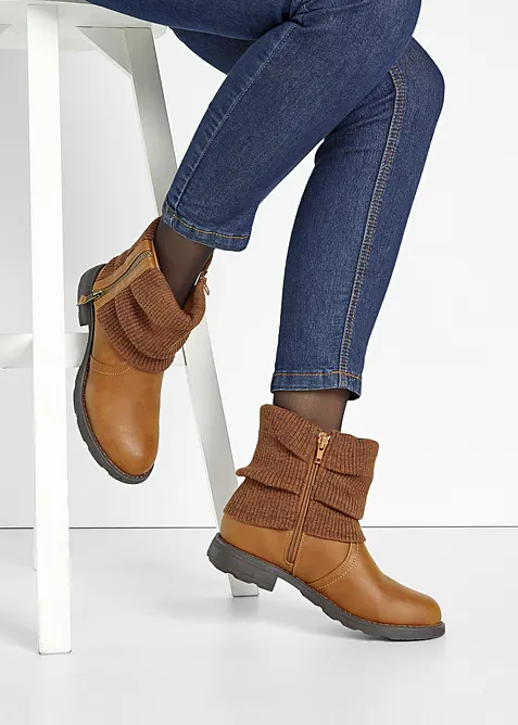 Boots med stickad mudd, bonprix