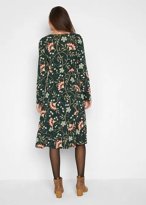 Jerseyklänning i bomull med omlottlook, bonprix