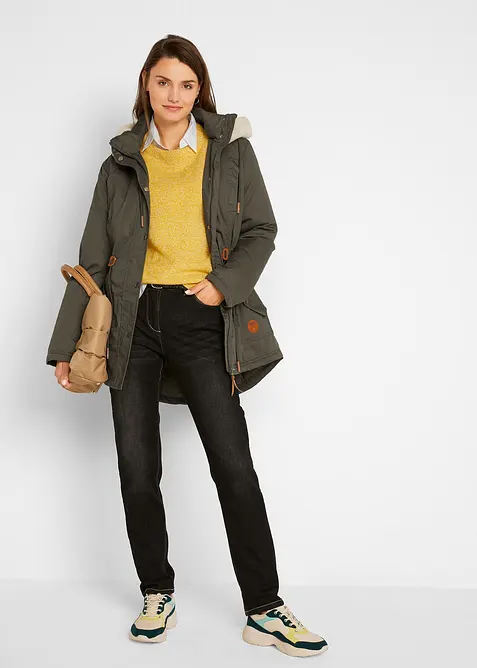 Vadderad parkas med fuskp&auml;lsbes&auml;ttning, bonprix