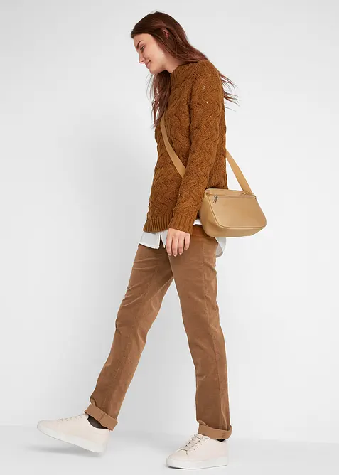 Stretchig manchesterbyxa, raka ben, bonprix