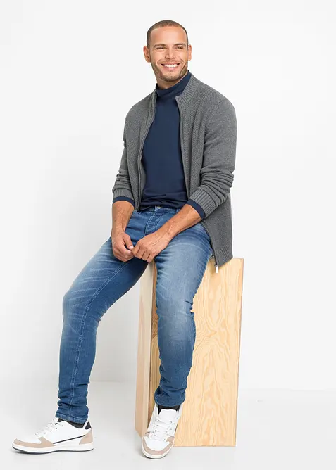 Finstickad cardigan av bomull, bonprix