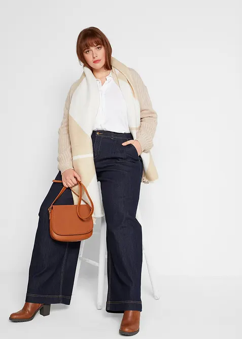 Wide Leg Jeans High Waist, med bekväm midja, bonprix