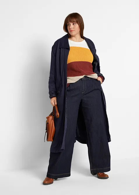 Wide Leg Jeans High Waist, med bekv&auml;m midja, bonprix