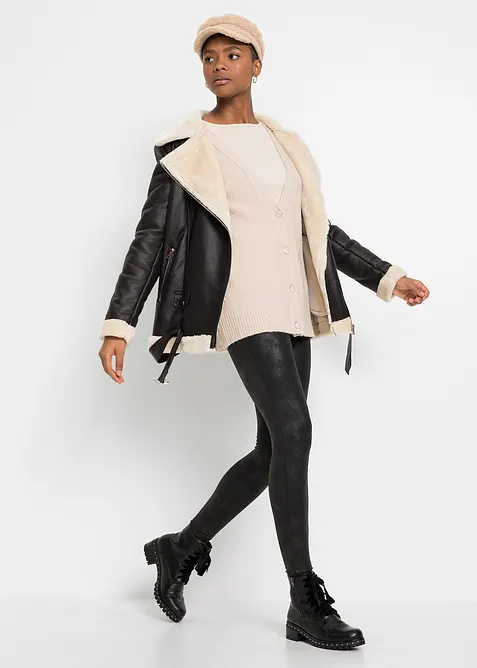 Fodrade leggings med ytskikt, bonprix