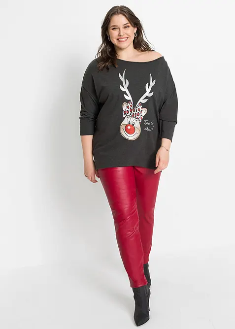 Off shoulder-topp med julmotiv, bonprix