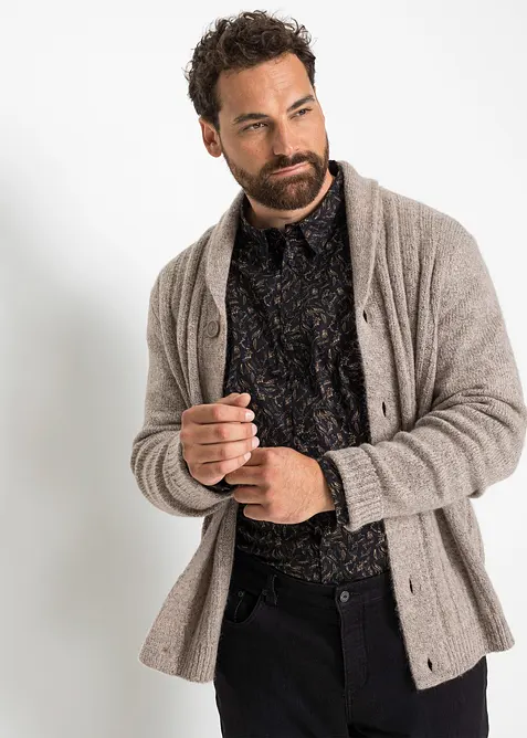 Cardigan med ribbstickat m&ouml;nster, bonprix
