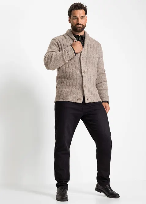 Cardigan med ribbstickat m&ouml;nster, bonprix