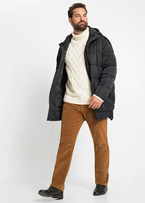 Polotröja med flätstickning, bonprix