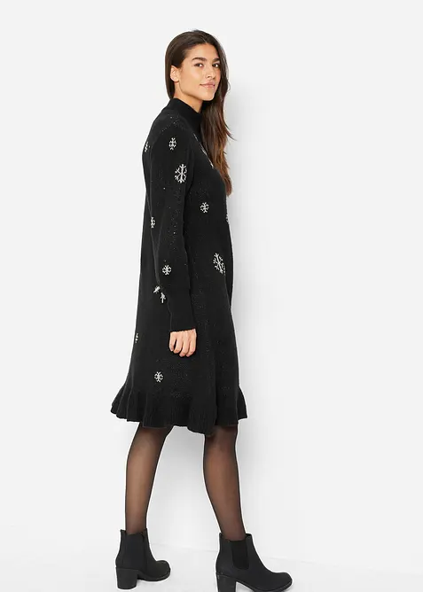 Stickad kl&auml;nning med sn&ouml;flingor, bonprix