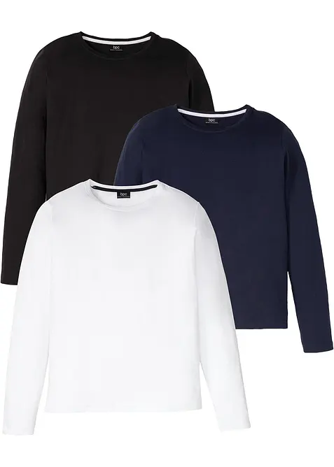 L&aring;ng&auml;rmad T-shirt (3-pack), bonprix