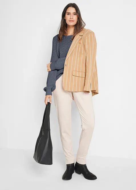 Tröja med strukturstickning i bomullsmix, bonprix