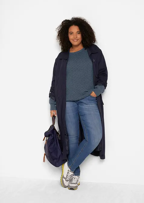 Tröja med strukturstickning i bomullsmix, bonprix