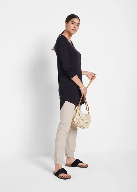 Lång topp av viskos, långärmad, bonprix