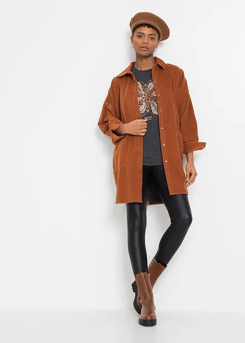 Lång t-shirt med tryck i mjuk viskosmix, bonprix